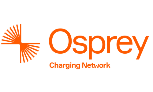 Osprey Charging Network logo featuring orange stylised sun design and text