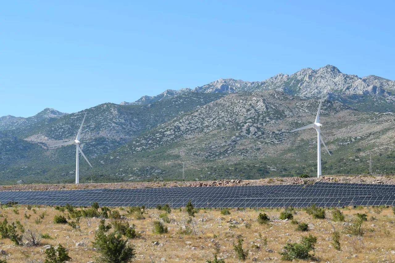 Wind turbines on a mountain ridge