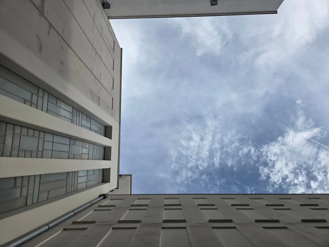 Looking up at a modern building