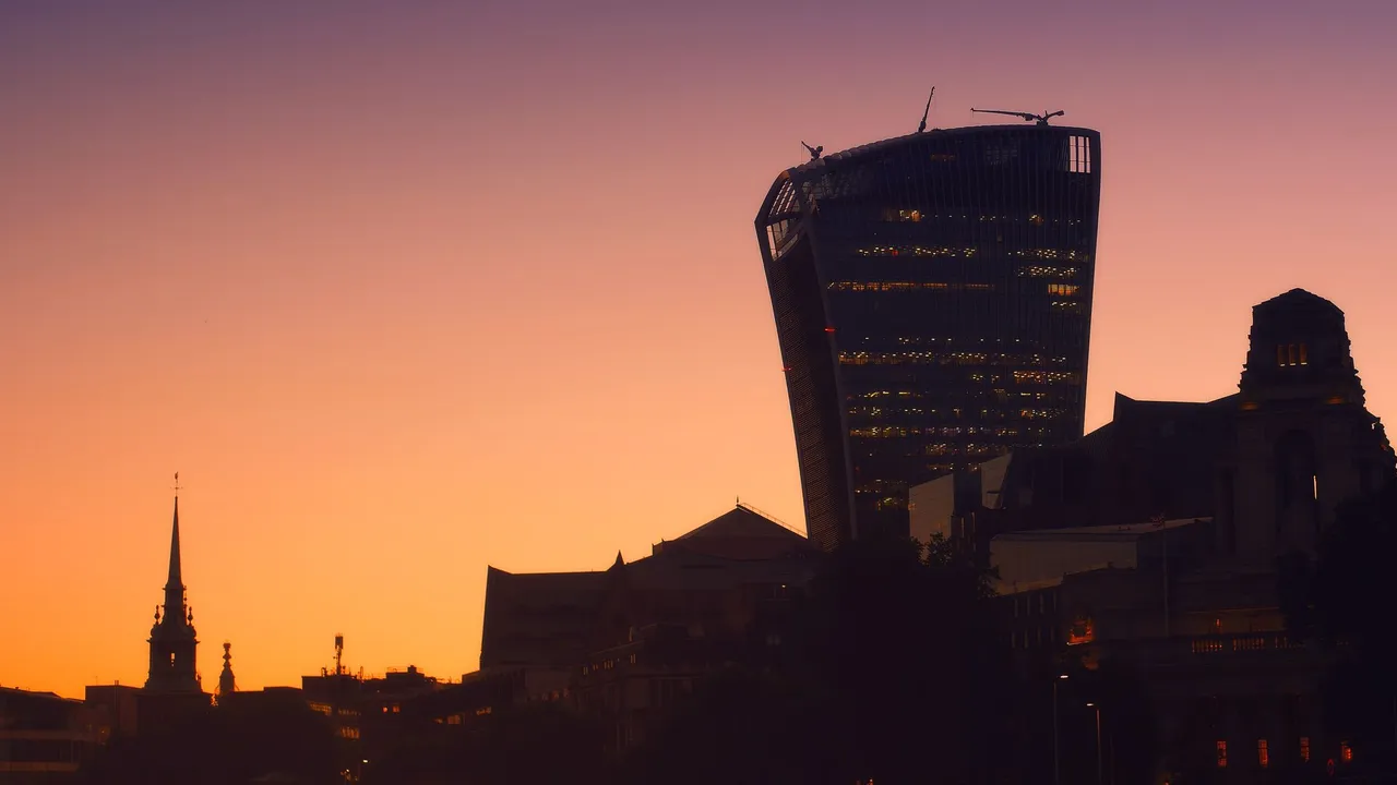 The London skyline at dusk
