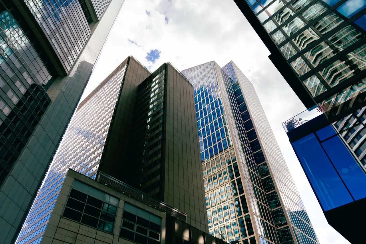 Looking up at a modern building